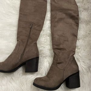 Tan over the knee and fold down boots size 6.5